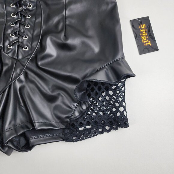 NWT Spirit Halloween Black Lace-Up Pirate Style Shorts Size M Goth Cosplay - Picture 4 of 8